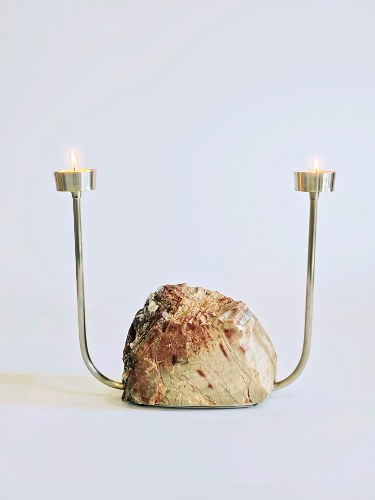 Golden Strata — petrified wood art object by Petravo