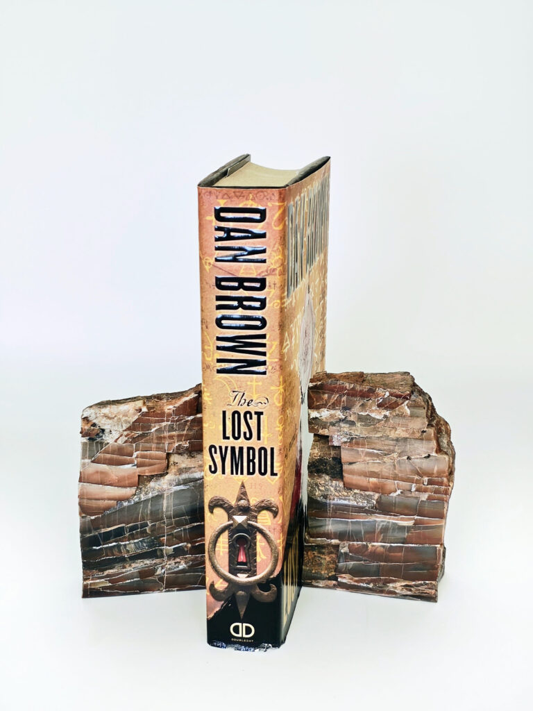 The Lost Symbol Bookends — petrified wood art object by Petravo
