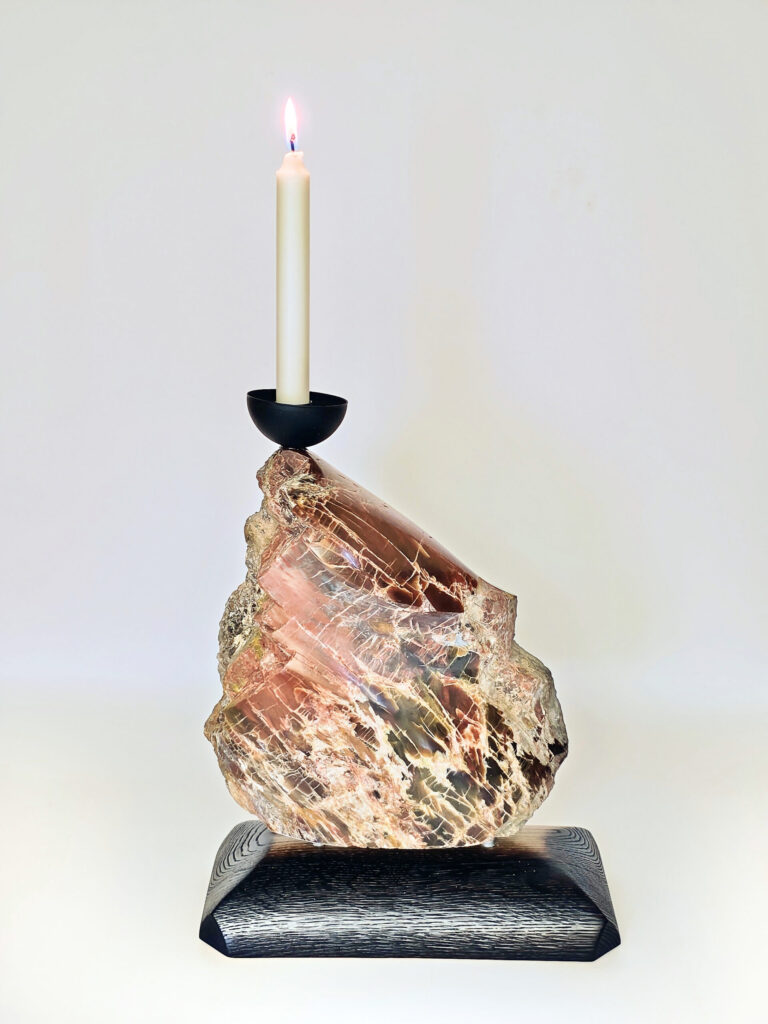 Eternal Flame Obelisk — petrified wood art object by Petravo